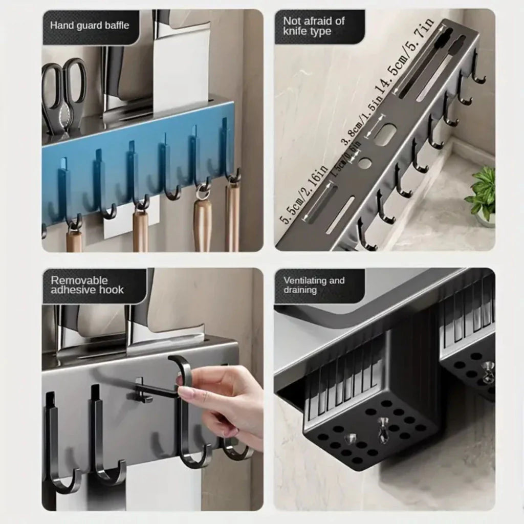 Suporte de Ferro Multifuncional para Utensílios de Cozinha