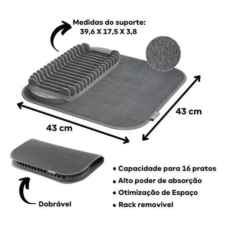 Escorredor de Louças com Tapete de Microfibra