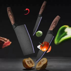 Conjunto de Facas Inox Antiaderente com Tesoura e Descascador